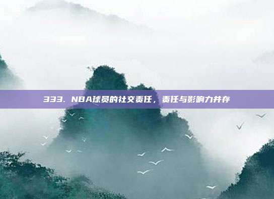 333. NBA球员的社交责任，责任与影响力并存